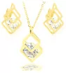 Stainless steel set cubic zirconia gold