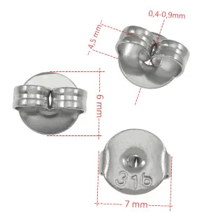 100pc 6x4.5mm Surgical Steel Earnut Earring Backs