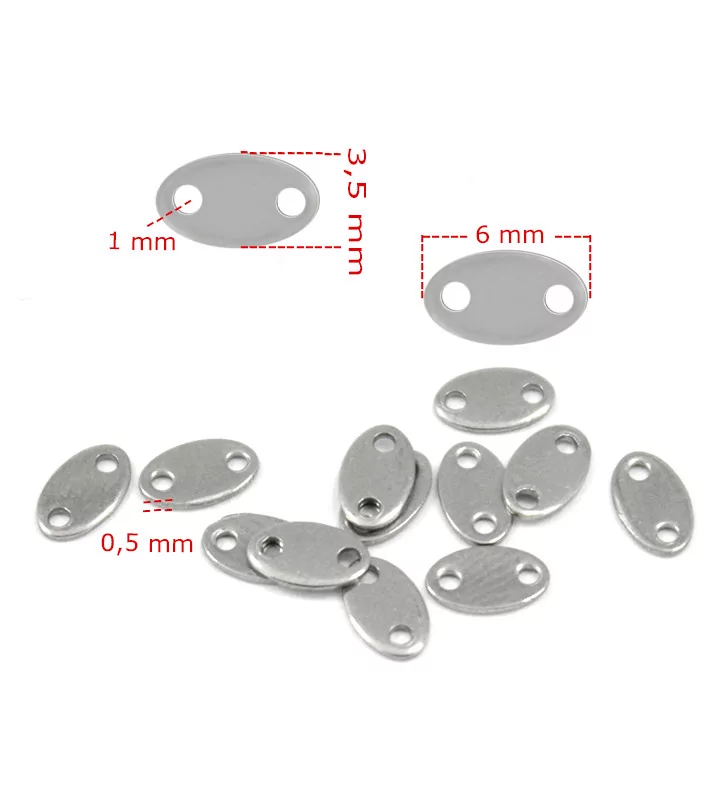 Stainless steel oval connector 6x3,5mm 1Pc+P Packing 100Pcs