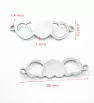 Stainless steel hearts connector 28mm - 1Pc