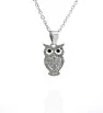 Stainless Steel rhinestone Owl pendant with chain