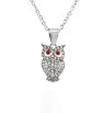 Stainless Steel rhinestone Owl pendant with chain