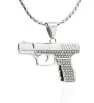 Stainless Steel rhinestone Gun pendant with chain