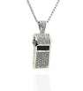 Stainless Steel rhinestone Whistle pendant with chain