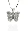 Stainless Steel rhinestone Butterfly pendant with chain