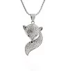 Stainless Steel rhinestone Fox pendant with chain