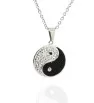 Stainless Steel rhinestone Yin and yang pendant with chain