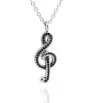 Stainless Steel rhinestone treble clef pendant with chain