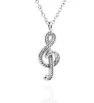 Stainless Steel rhinestone treble clef pendant with chain