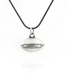 Stainless Steel Blackened rugby ball pendant with chain