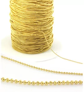 Stainless Steel balls chain 1,2-2,4mm Gold Plated - 1m